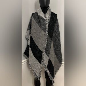 NEW DSW poncho / shawl / cape soft one size - grays and black